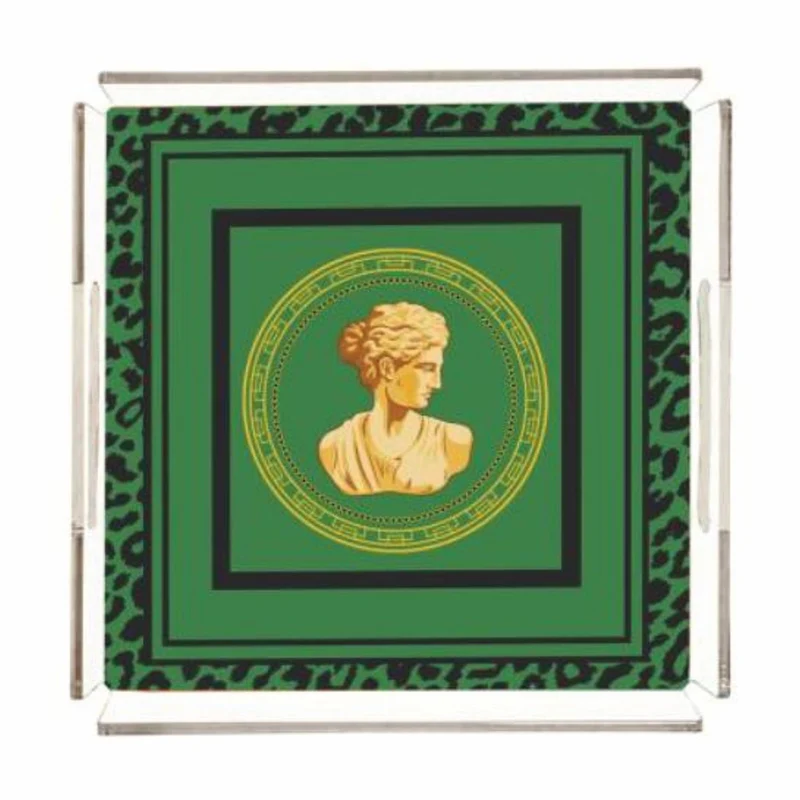 Casa Padrino Luxus Serviertablett Barock Frauenbüste Grün 40 cm - Gastronomie Accessoires