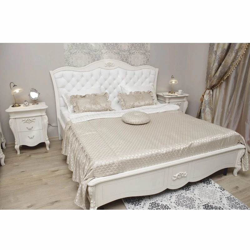 Casa Padrino Luxus Barock Nachtkommode mit 2 Schubladen Weiß / Silber H. 70 cm