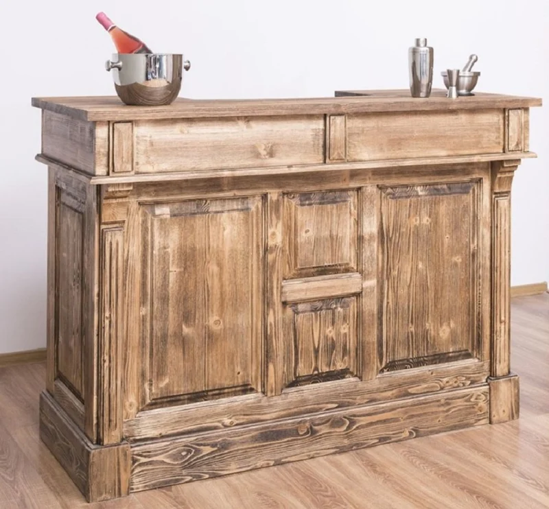 Casa Padrino Landhausstil Bar Theke Braun / Naturfarben 160 cm - Bar Möbel