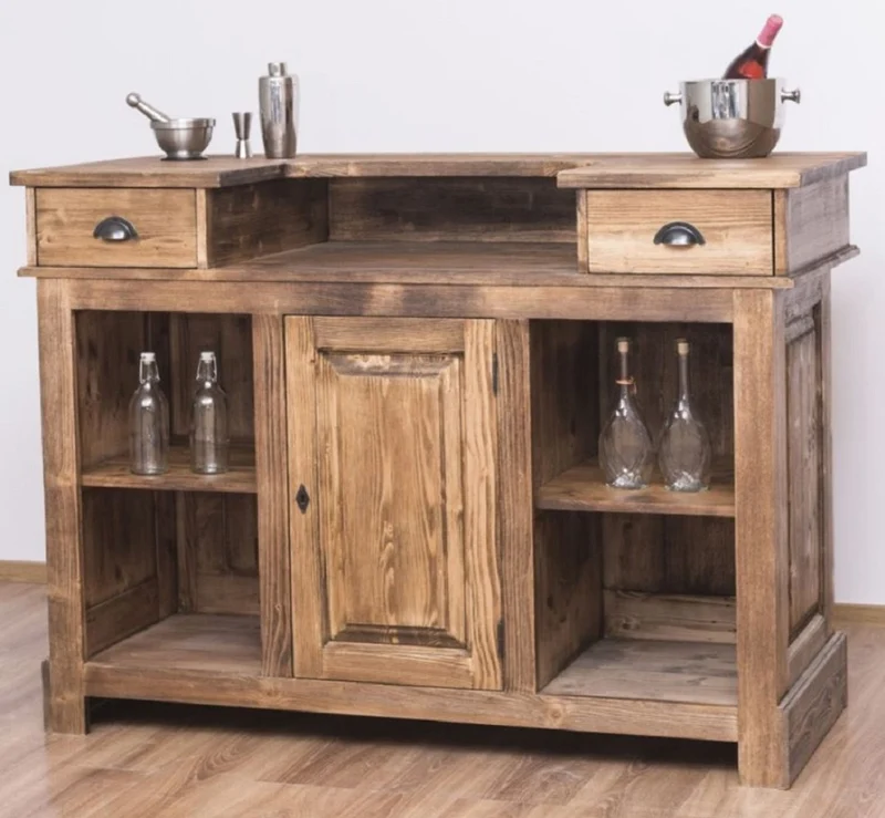 Casa Padrino Landhausstil Bar Theke Braun / Naturfarben 160 cm - Bar Möbel