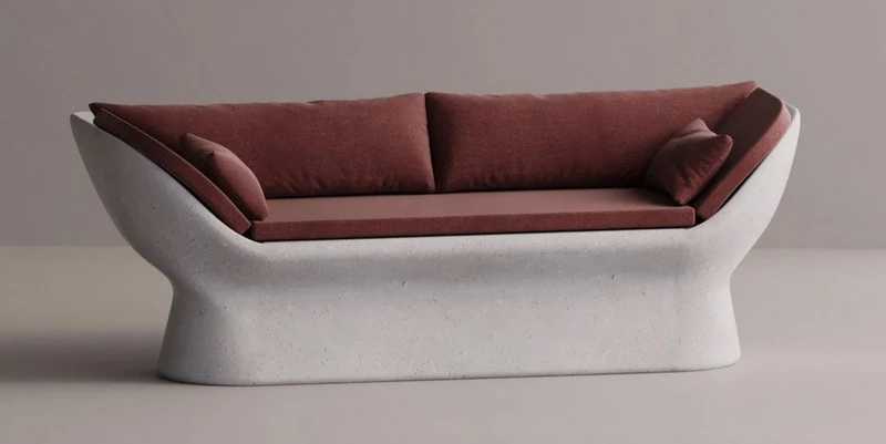 Casa Padrino Luxus Sofa Rot / Weiß 200 cm - Wetterfestes Beton Sofa