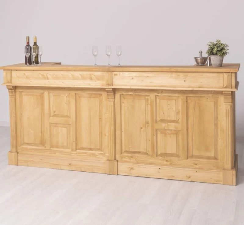 Casa Padrino Landhausstil Bar Theke Naturfarben 240 cm - Landhausstil Barmöbel