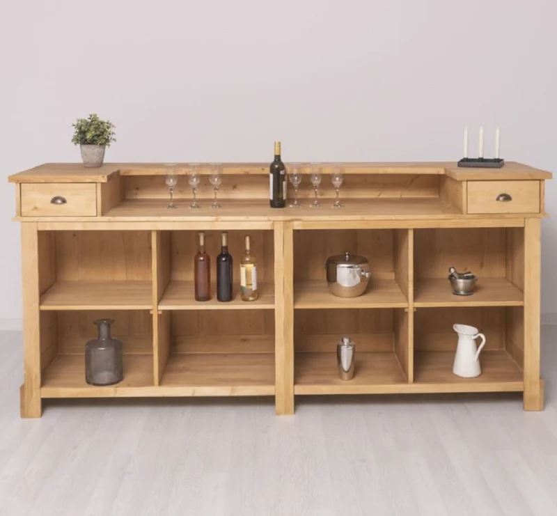 Casa Padrino Landhausstil Bar Theke Naturfarben 240 cm - Landhausstil Barmöbel