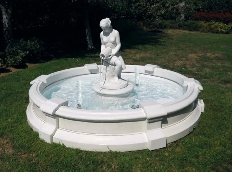 Casa Padrino Barock Garten Springbrunnen Weiß Ø 234 x H. 115 cm - Made in Italy