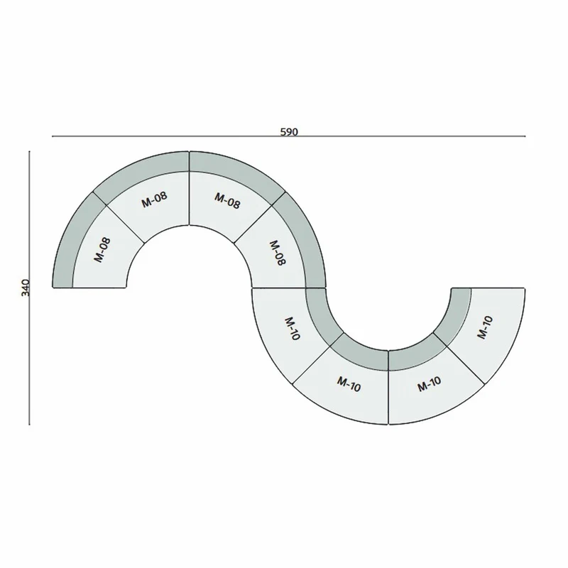 Casa Padrino Luxus Sofa Grün 590 cm - Gebogenes Modulares 8 Teiliges Sofa - Hotel Möbel