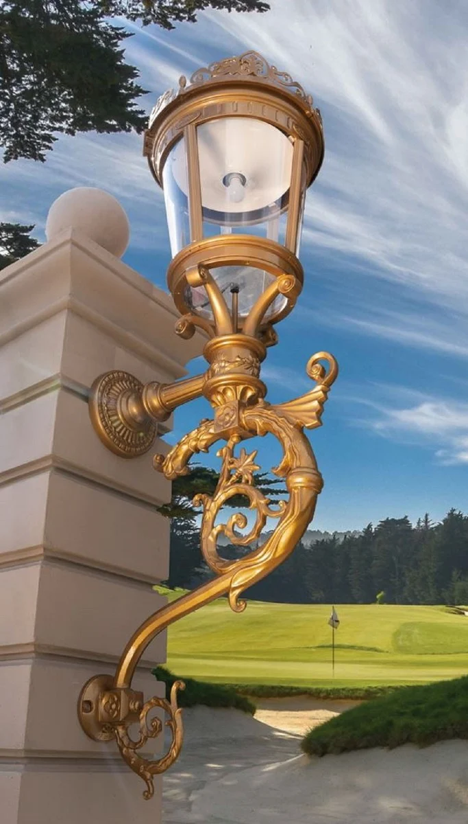 Casa Padrino Barock Außenwandleuchte Gold H. 237 cm - Riesige Garten Außenleuchte