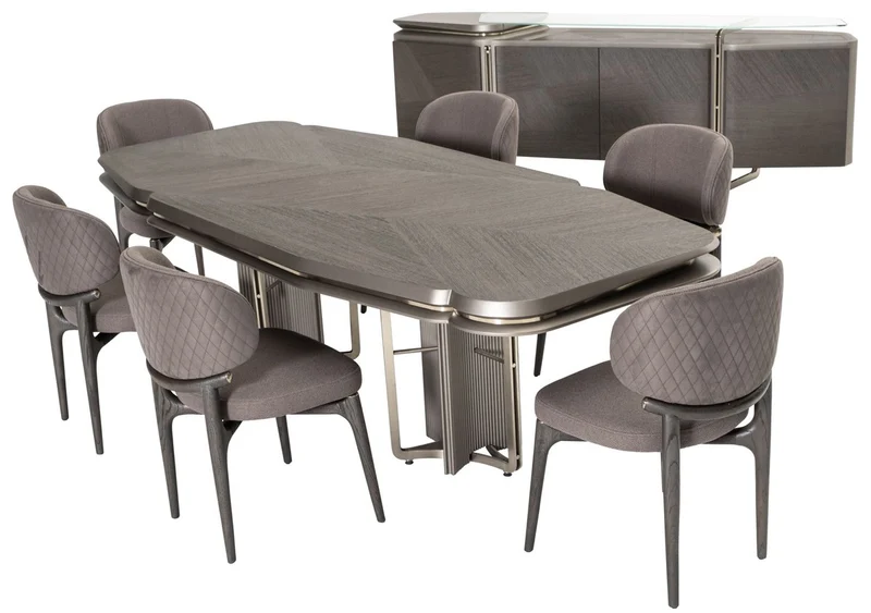 Casa Padrino Luxus Esstisch Grau / Silber 251 cm - Luxus Esszimmer Möbel