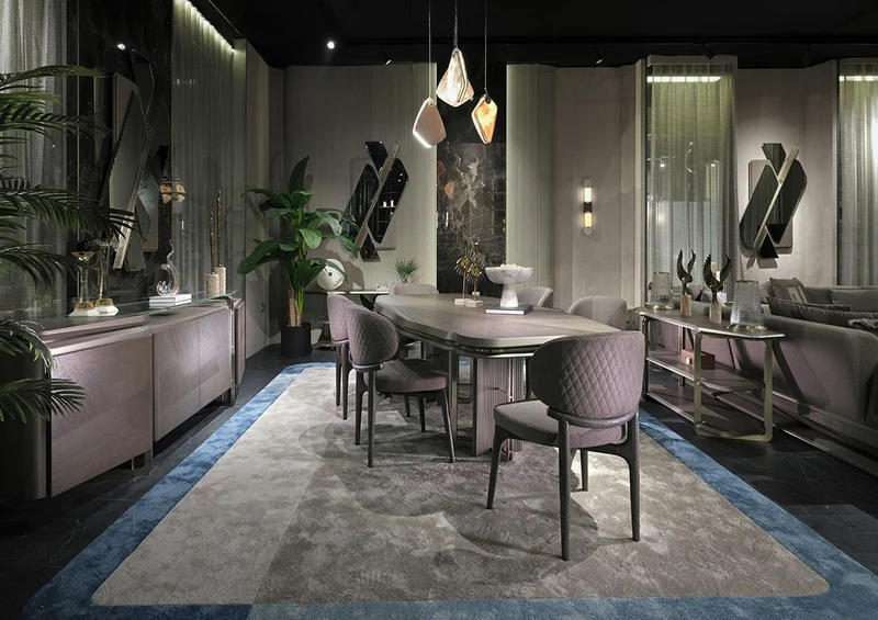 Casa Padrino Luxus Esstisch Grau / Silber 251 cm - Luxus Esszimmer Möbel