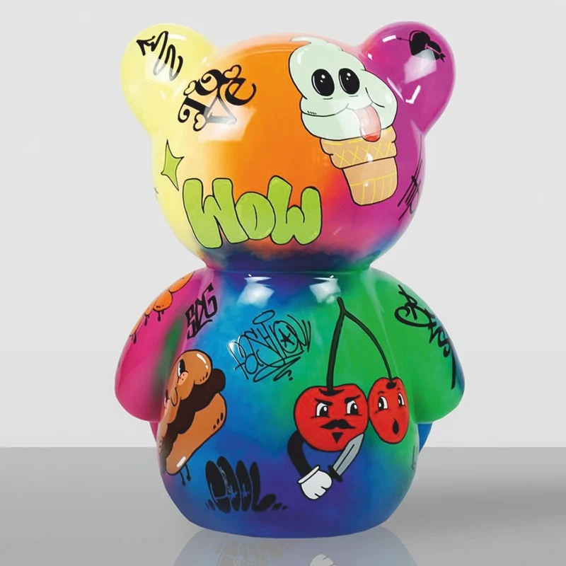Casa Padrino XXL Deko Figur Teddybär Bunt H. 120 cm - Handbemalt