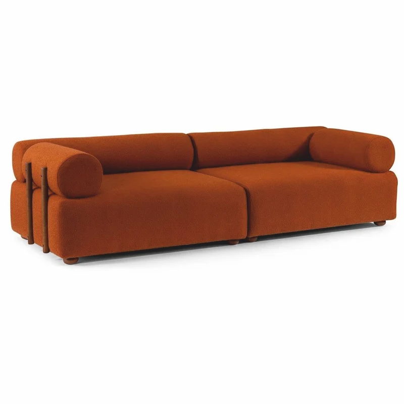 Casa Padrino Luxus Sofa Orange / Braun 260 cm - Modulares Wohnzimmer Sofa