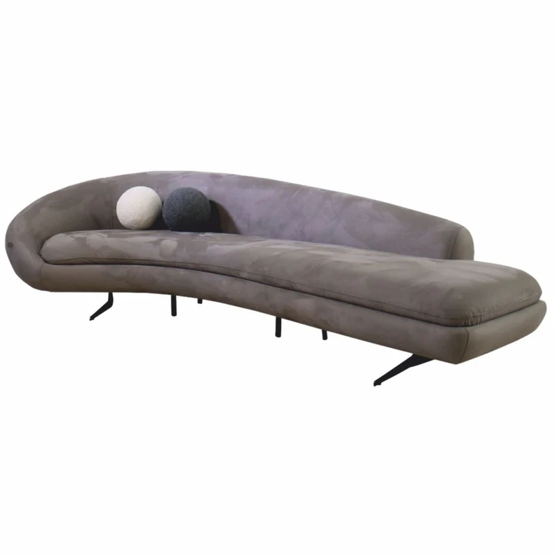 Casa Padrino Luxus Sofa Grau / Schwarz 300 cm - Gebogenes Wohnzimmer & Hotel Sofa