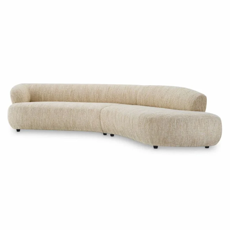 Casa Padrino Luxus Sofa Creme / Schwarz 360 cm - Gebogenes Wohnzimmer & Hotel Sofa