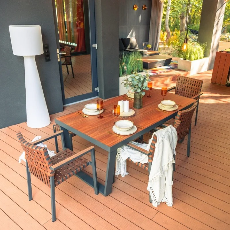 Casa Padrino Luxus Garten Möbel Set Braun / Grau - 1 Gartentisch & 4 Gartenstühle & 1 Gartenbank