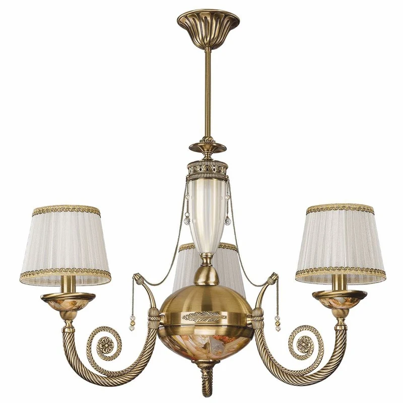 Casa Padrino Luxus Barock Kronleuchter Messing / Bunt / Weiß / Gold Ø 70 x H. 65 cm