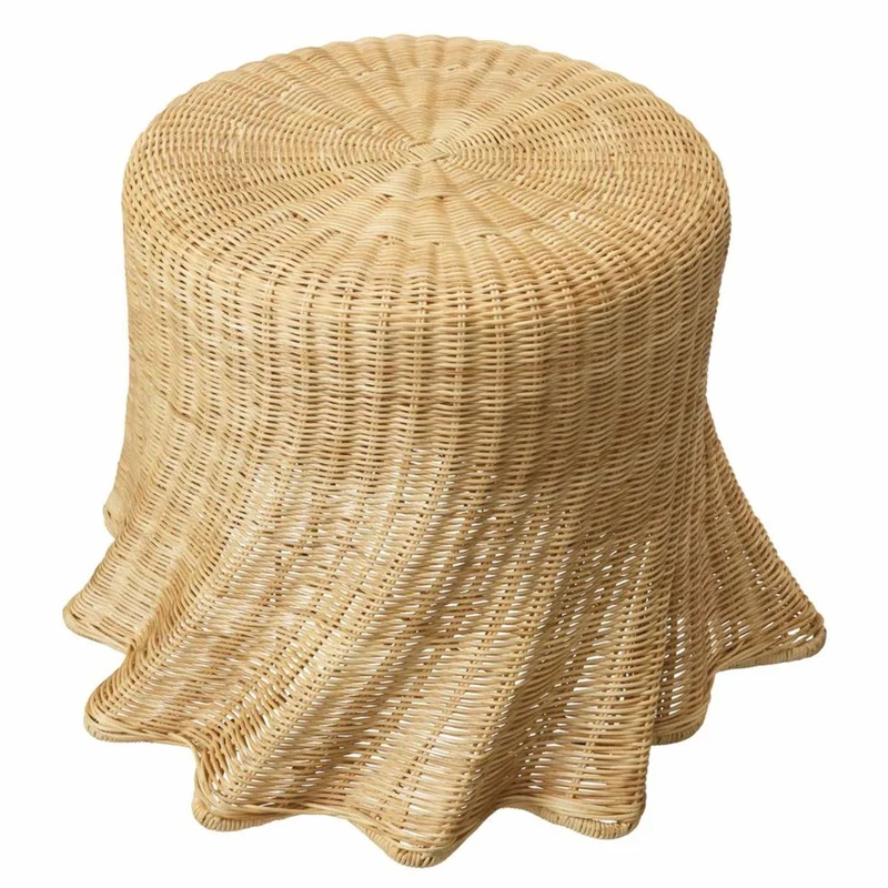 Casa Padrino Luxus Rattan Beistelltisch Naturfarben H. 46 cm - Luxus Möbel