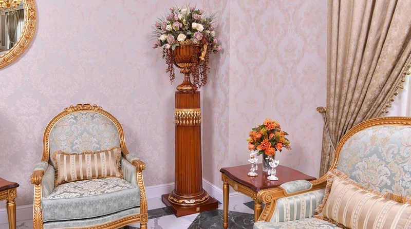 Casa Padrino Luxus Barock Deko Vase Braun / Gold H. 55 cm - Barockstil Massivholz Blumenvase - Made in Italy