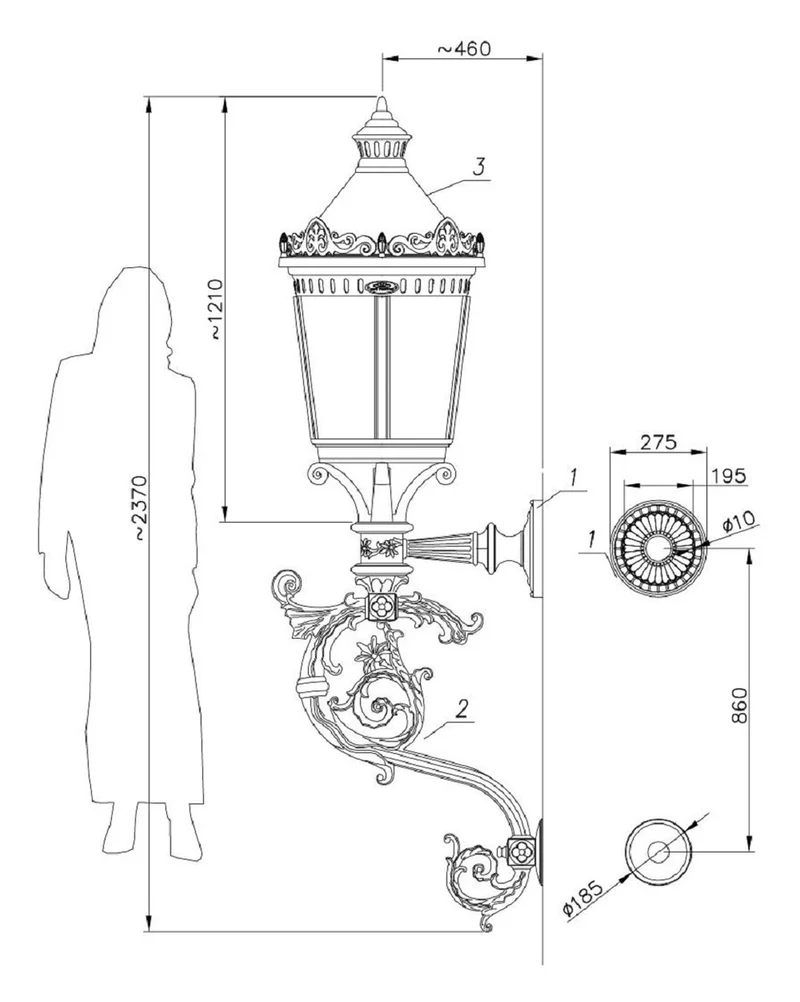 Casa Padrino Barock Außenwandleuchte Gold / Milchglas H. 237 cm - Riesige Garten Außenleuchte