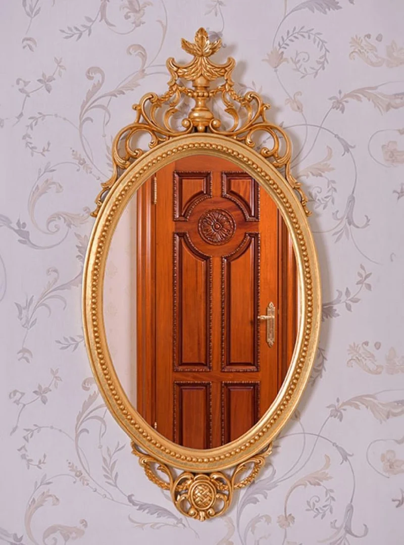 Casa Padrino Luxus Barock Spiegel Gold H. 102 cm - Ovaler Barockstil Wandspiegel - Made in Italy