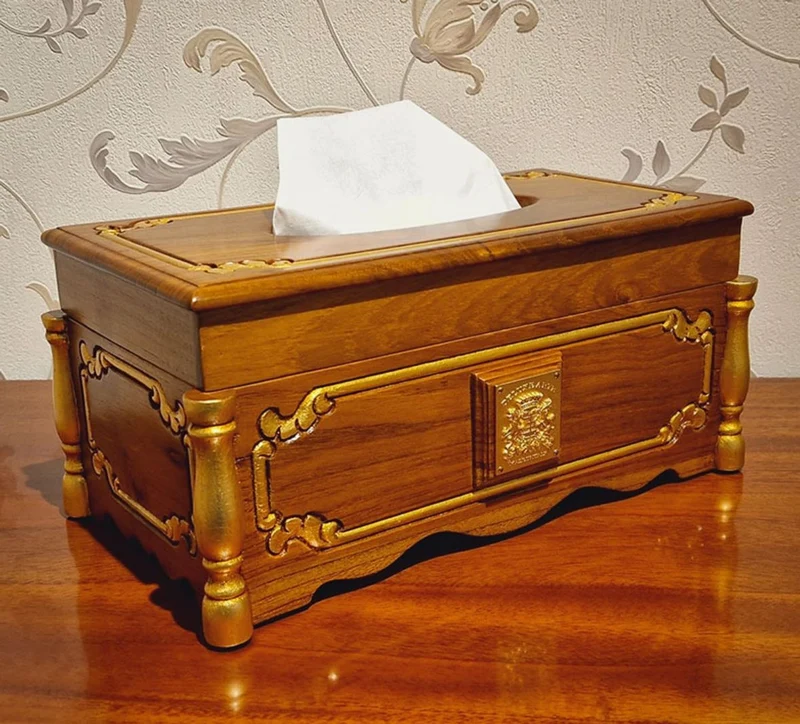 Casa Padrino Luxus Barock Papiertuchbox - Taschentuchbox Braun / Gold - Made in Italy