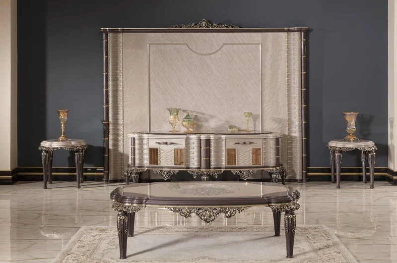 Casa Padrino Luxus Barock Beistelltisch Grau / Braun / Gold H. 60 cm - Barock Möbel