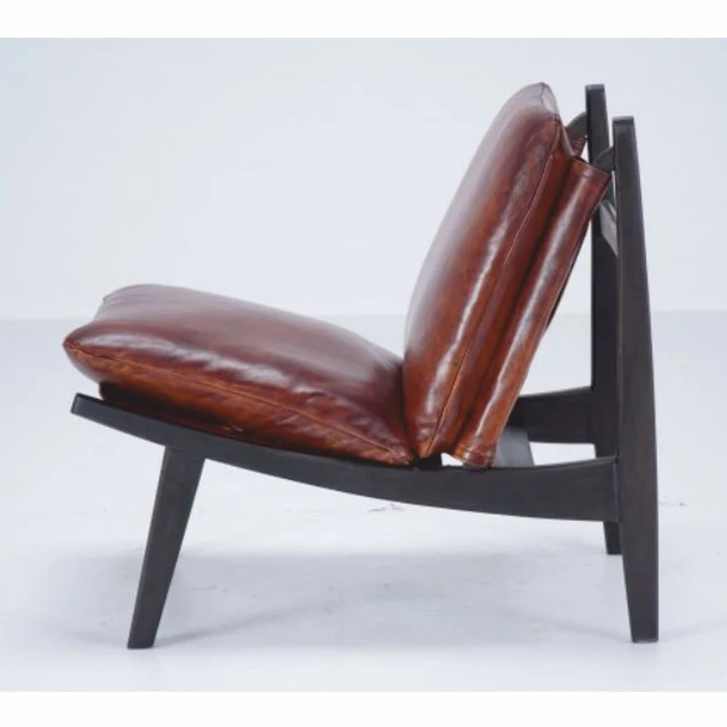 Casa Padrino Luxus Echtleder Sessel Braun / Anthrazit - Echtleder Möbel