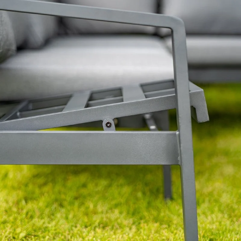 Casa Padrino Luxus Garten Möbel Set Grau - 1 Tisch & 1 Ecksofa & 1 Sitzbank & 1 Hocker