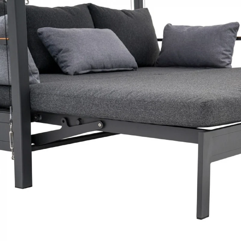 Casa Padrino Luxus Sonnenliege / Gartenliege mit Baldachin Grau H. 196 cm - Strand & Garten Möbel