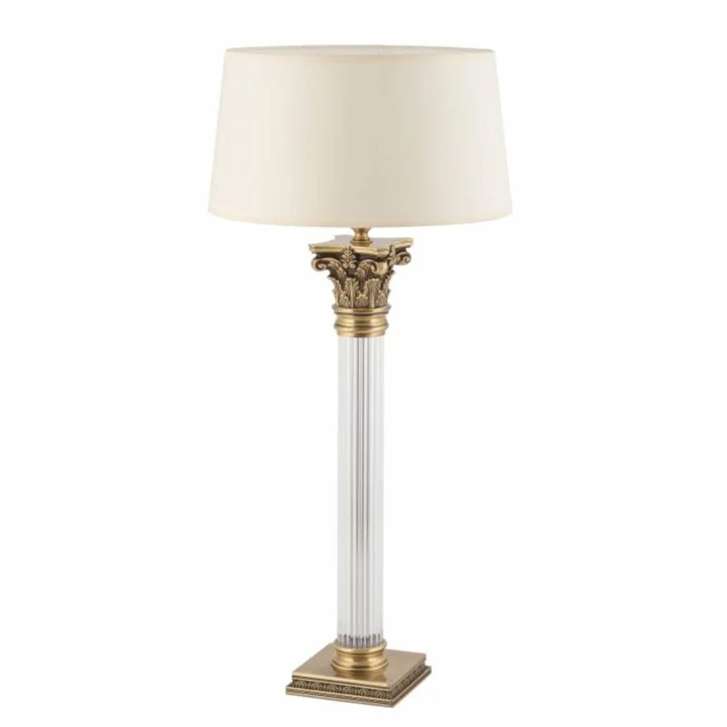 Casa Padrino Luxus Barock Tischleuchte Messing mit Patina / Creme H. 70 cm