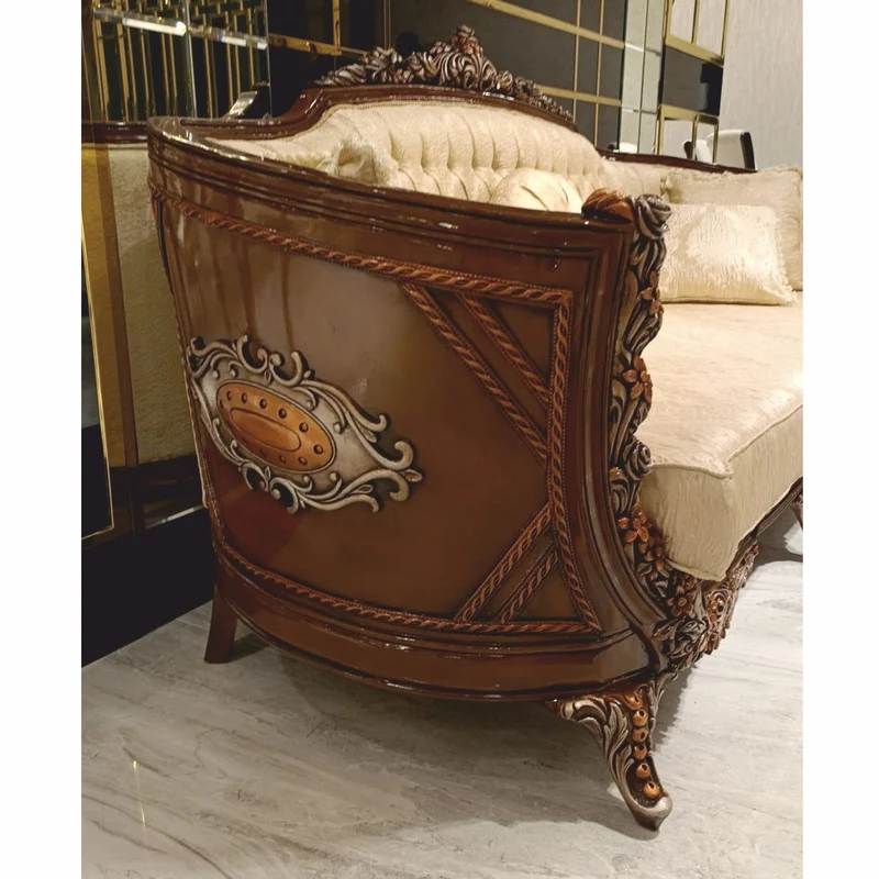 Casa Padrino Luxus Barock Wohnzimmer Sofa Gold / Dunkelbraun / Grau / Bronze 245 cm - Barock Möbel