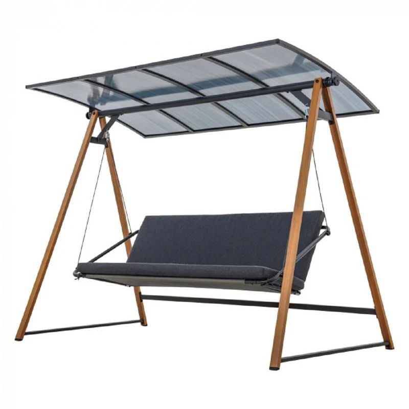 Casa Padrino Luxus Hollywood Schaukel Grau / Braun - Garten Schaukel mit Sonnendach