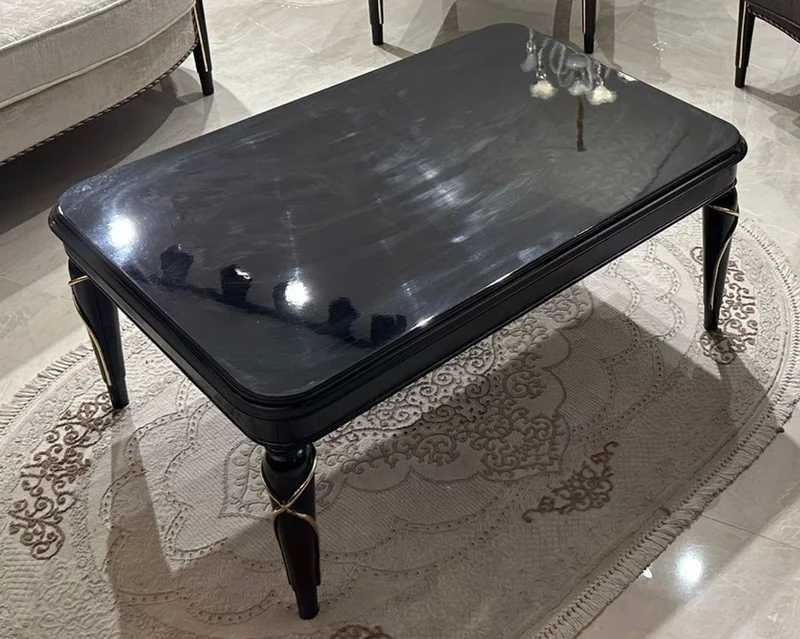 Casa Padrino Luxus Barock Couchtisch Schwarz / Gold 120 cm - Barockstil Möbel