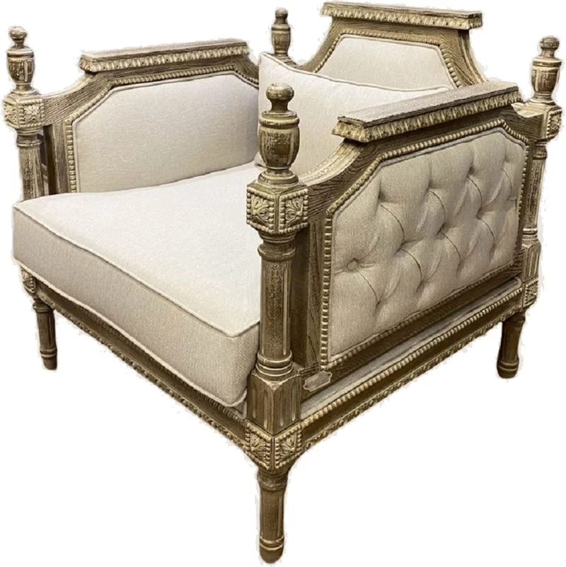 Pompöös by Casa Padrino Luxus Barock Sessel Provence Beige / Grau-Braun - Designed by Harald Glööckler