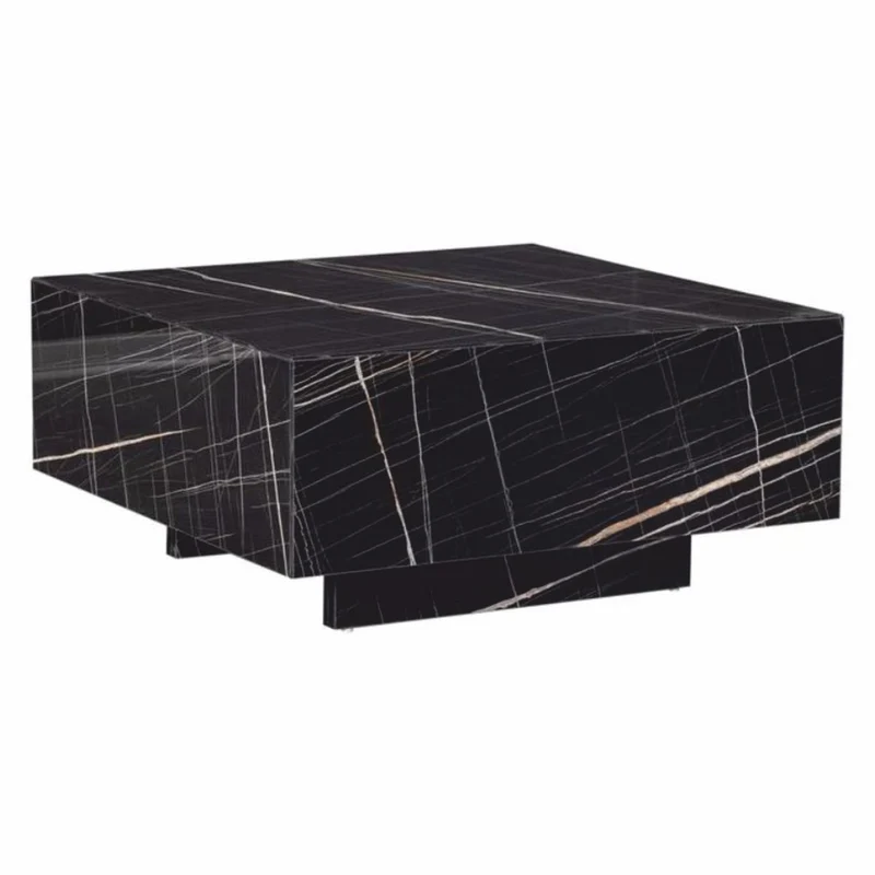 Casa Padrino Luxus Couchtisch in Marmoroptik Schwarz 104 cm - Wohnzimmer Möbel