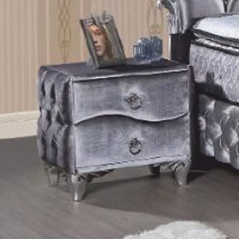 Casa Padrino Barock Nachttisch mit 2 Schubladen Silber - Barockstil Schlafzimmer Möbel