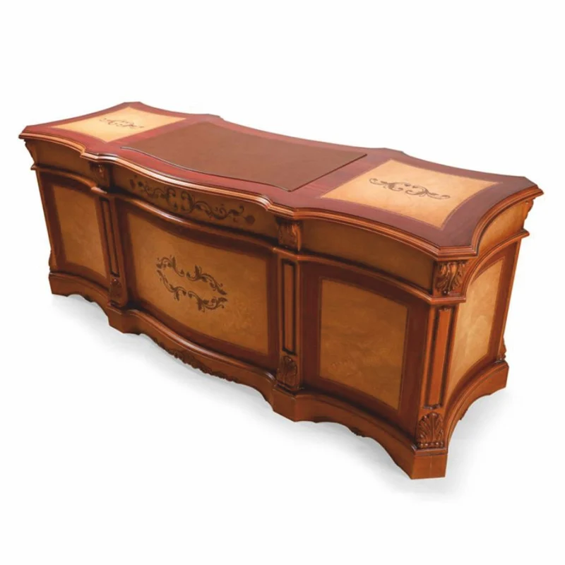 Casa Padrino Luxus Barock Schreibtisch Braun / Naturfarben 209 cm - Barockstil Büro Möbel