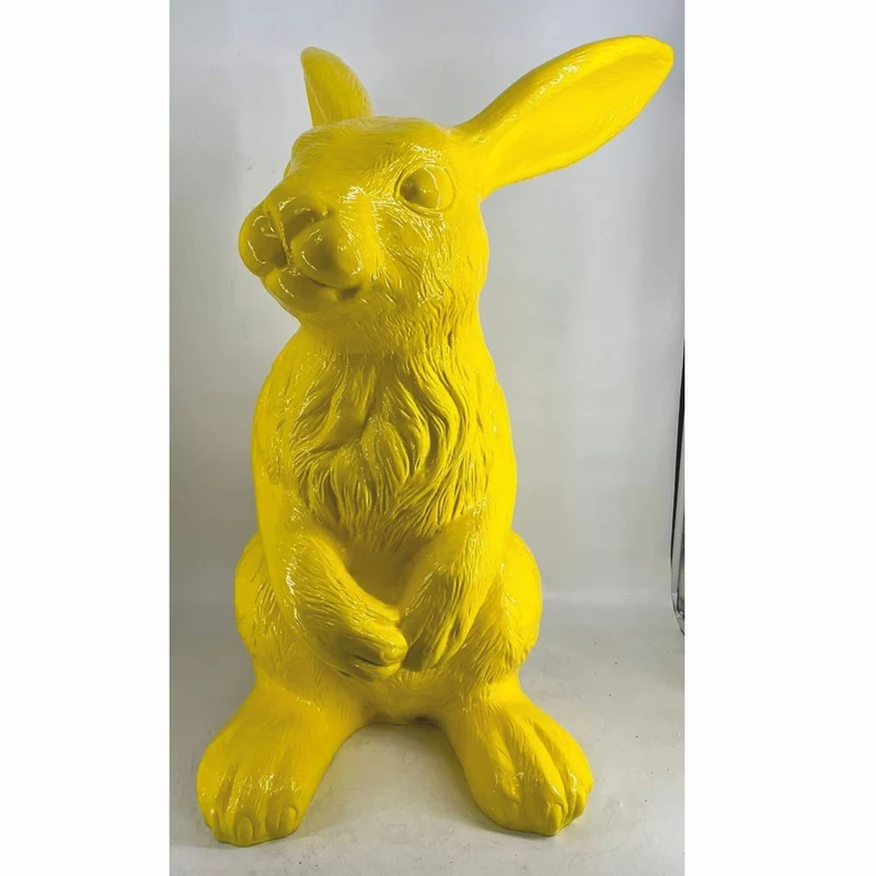 Casa Padrino XXL Deko Skulptur Hase Gelb H. 120 cm - Garten Figur