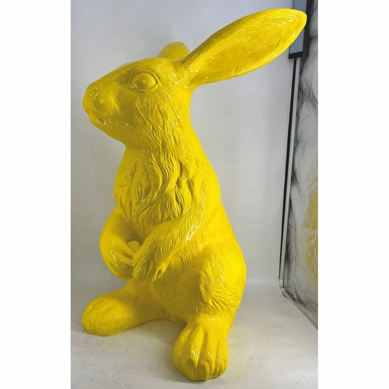 Casa Padrino XXL Deko Skulptur Hase Gelb H. 120 cm - Garten Figur
