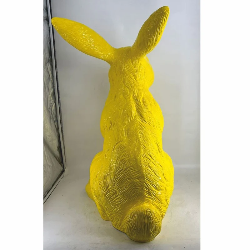 Casa Padrino XXL Deko Skulptur Hase Gelb H. 120 cm - Garten Figur