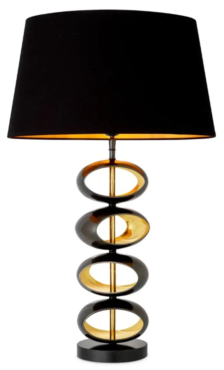 Casa Padrino Luxus Tischleuchte mit Lampenschirm Schwarz / gold Ø 16 x H. 69 cm