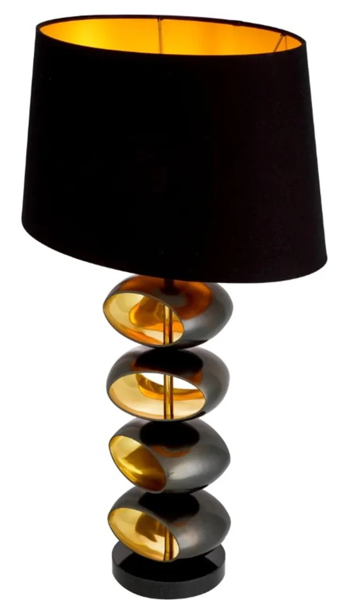 Casa Padrino Luxus Tischleuchte mit Lampenschirm Schwarz / gold Ø 16 x H. 69 cm