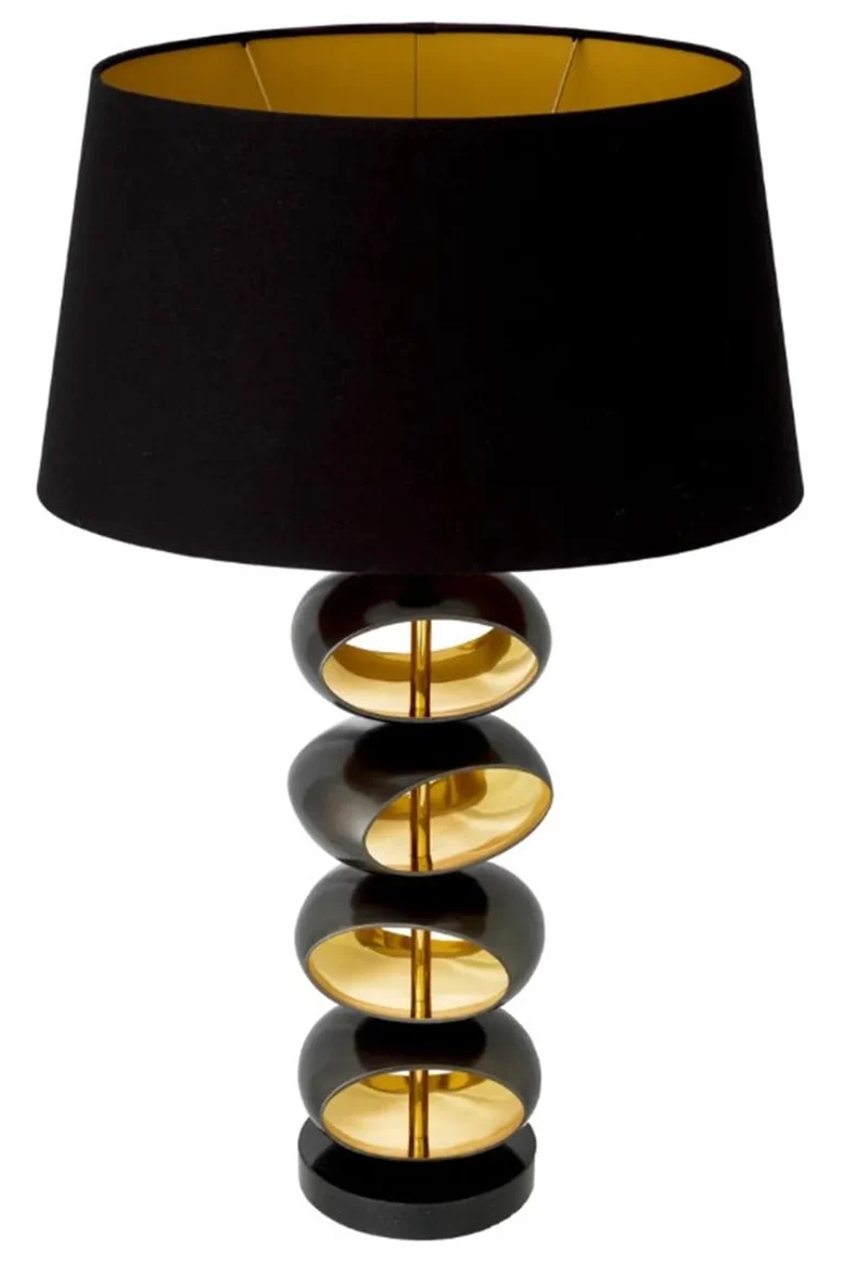 Casa Padrino Luxus Tischleuchte mit Lampenschirm Schwarz / gold Ø 16 x H. 69 cm