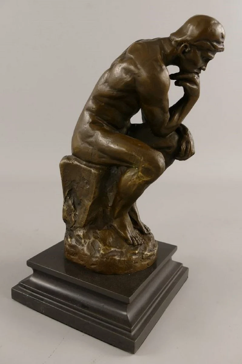 Casa Padrino Art Deco Bronze Deko Figur Der Denker Bronze / Schwarz H. 26 cm