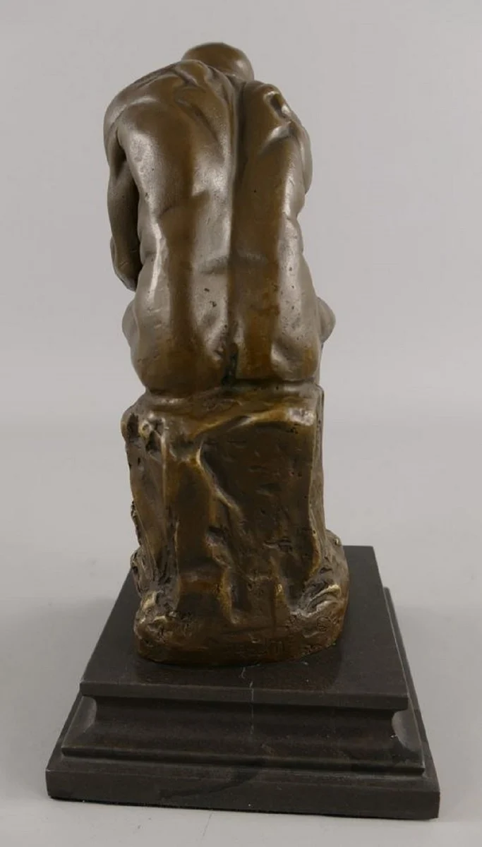 Casa Padrino Art Deco Bronze Deko Figur Der Denker Bronze / Schwarz H. 26 cm