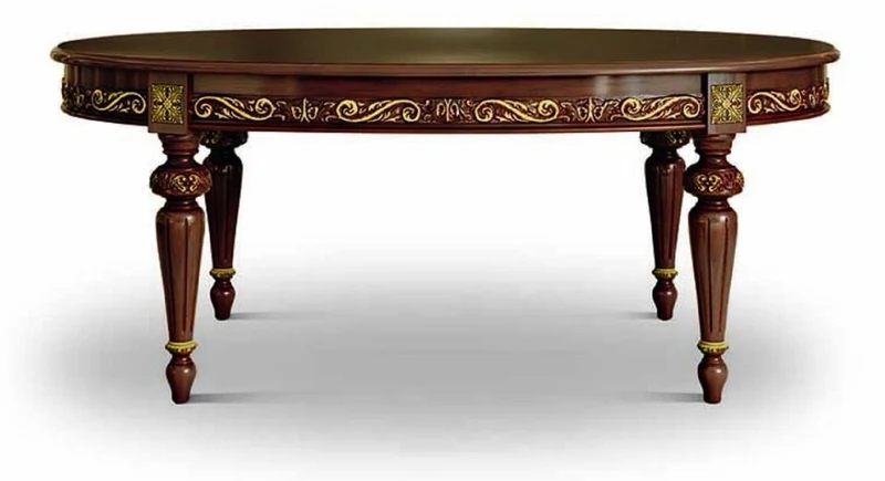 Casa Padrino Luxus Barock Esstisch Braun / Gold 160-210 cm - Barock Möbel - Made in Italy