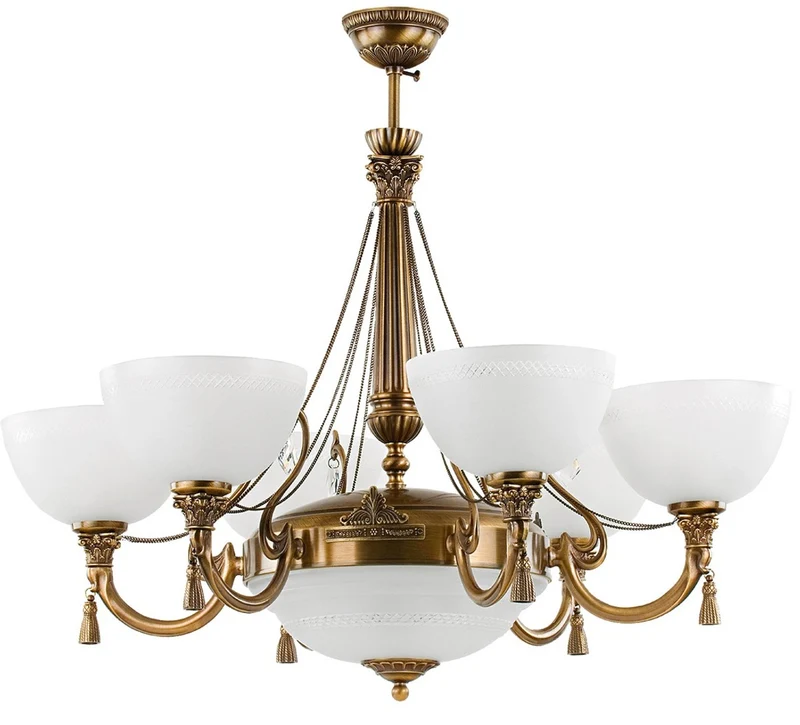 Casa Padrino Luxus Barock Kristall Kronleuchter Messing mit Patina / Weiß Ø 85 cm