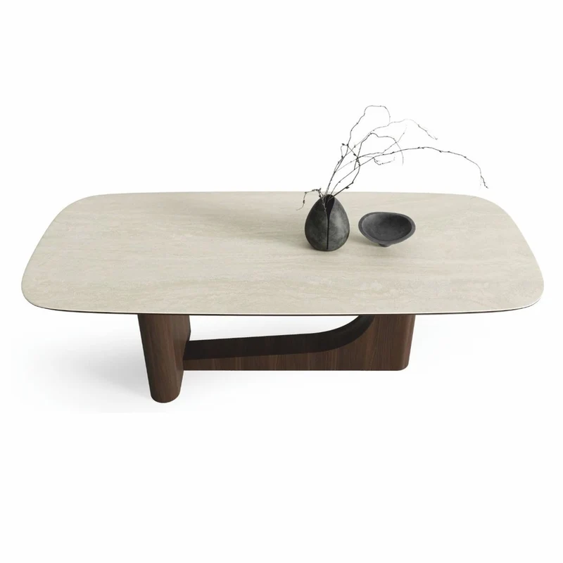 Casa Padrino Luxus Esstisch mit Keramik Tischplatte Weiß / Dunkelbraun 230 cm