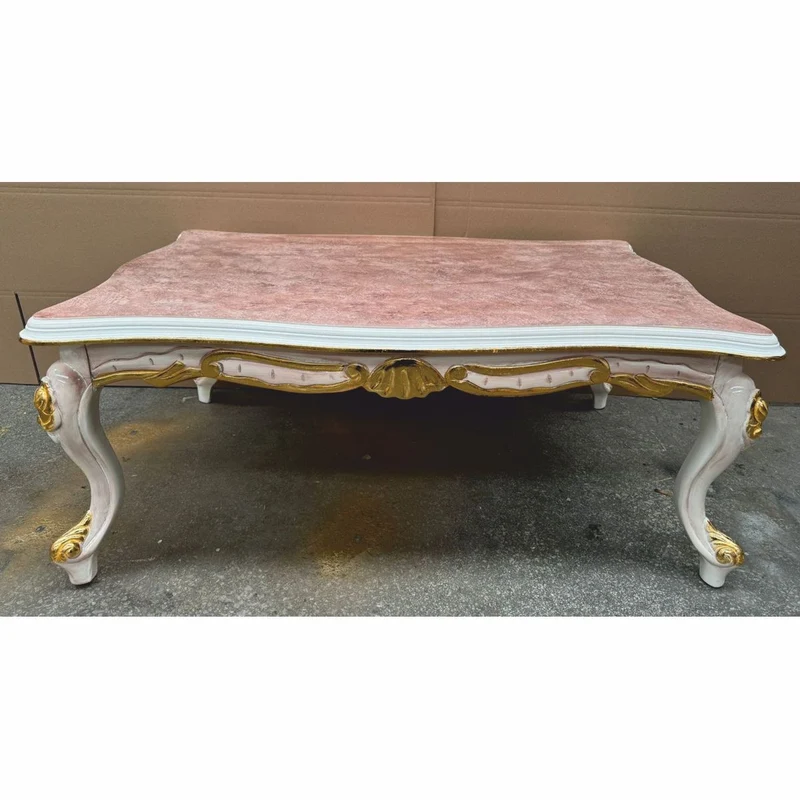 Casa Padrino Luxus Barock Couchtisch Weiß / Braun / Gold 120 cm - Barock Wohnzimmer Möbel