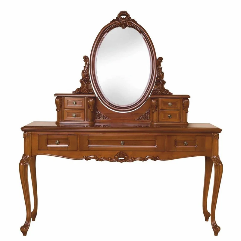 Casa Padrino Luxus Barock Schminktisch mit Spiegel Braun - Barockstil Schlafzimmer Möbel