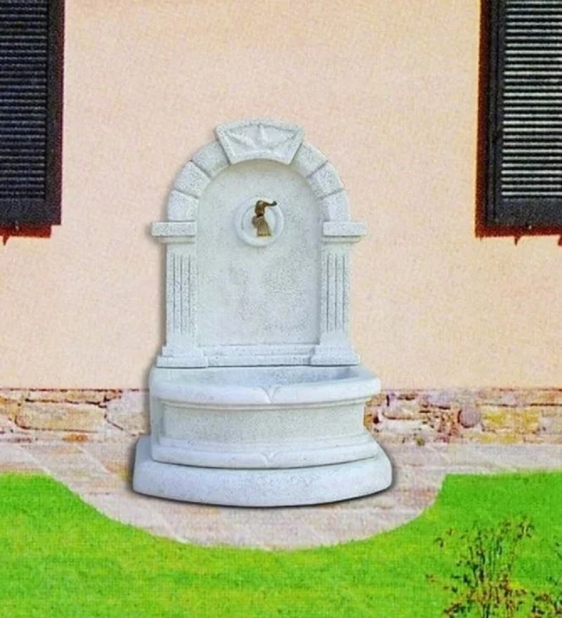 Casa Padrino Jugendstil Wandbrunnen Grau / Antik Messing H. 112 cm - Made in Italy