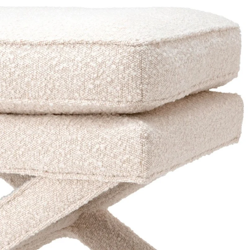 Casa Padrino Luxus Hocker Creme - Rechteckiger Sitzhocker - Kreuzhocker - Luxus Möbel